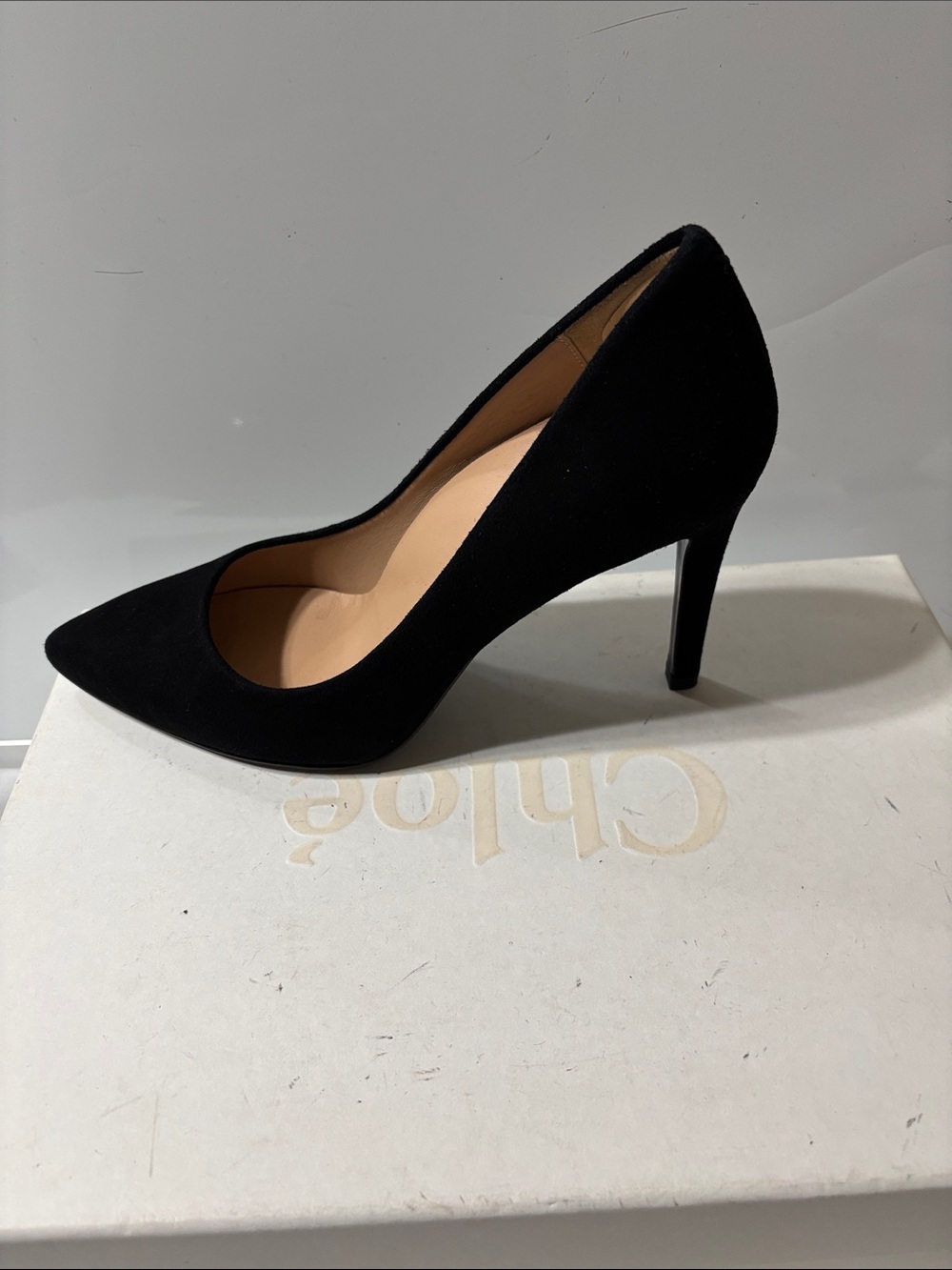 Inez Lola Black Pointed Suede Pumps with leather sole. Made in Spain. NWOT - Picture 2 of 10